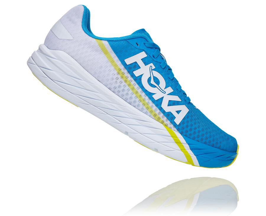 Hoka One One Running Shoes Mens White/Blue - Rocket X - 36709IEJW